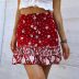 Short Red Ruffled Print Skirt NSYYF61897