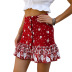 Short Red Ruffled Print Skirt NSYYF61897