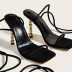 new style square toe with lace metal high heel sandals NSSO65423