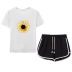 butterfly flying sunflower print T-shirt drawstring shorts casual set NSYIC65448