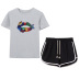 colorful fashion lip printing T-shirt drawstring shorts set NSYIC65453