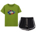 colorful fashion lip printing T-shirt drawstring shorts set NSYIC65453