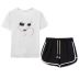 sense girl simple strokes printing T-shirt tide brand drawstring shorts set NSYIC65454
