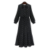wholesale women s clothing Nihaostyles polka dot print long-sleeved bohemian pleated long dress NSXIA65500