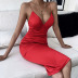 wholesale clothing vendors Nihaostyles summer new solid color V-neck sling dress  NSYIS65496