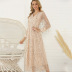 wholesale clothing vendors Nihaostyles long-sleeved sequined fringed long dress NSYSM67105