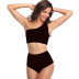 wholesale clothing vendors Nihaostyles one-shoulder striped split high waist swimsuit NSGM67113