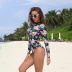 Printed Long Sleeve One-Piece Swimsuit Surfing Suit NSGM67123