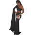wholesale clothing vendors Nihaostyles one-shoulder sleeve cropped skirt set NSYSM67156