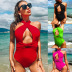 wholesale clothing vendors Nihaostyles solid color cross one-piece swimsuit NSGM67158
