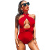 wholesale clothing vendors Nihaostyles solid color cross one-piece swimsuit NSGM67158