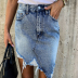 wholesale clothing vendor Nihaostyles irregular bag hip tassel ripped denim skirt NSXMI67177