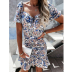 wholesale clothing vendor Nihaostyles Printed Lace-up Casual Short Sleeve Dress NSXMI67170