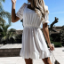 wholesale clothing vendor Nihaostyles Slim Fit Square Collar Plaid Short Sleeve Dress NSXMI67164