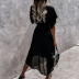 wholesale clothing vendor Nihaostyles v-neck solid color lace-up dress NSXMI67163