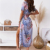 wholesale clothing vendor Nihaostyles V-neck Printed Split Dress NSXMI67162
