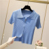 wholesale clothing vendor Nihaostyles lapel zipper sweater women s summer new waist slim short-sleeved ice silk top NSYID67160