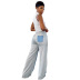wholesale vendedor de ropa Nihaostyles pantalones de mezclilla rectos casuales de moda de costura a media cintura NSCN67222