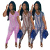 wholesale clothing vendor Nihaostyles tight-fitting mesh printed V-neck casual jumpsuit NSCN67225