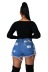 wholesale clothing vendor Nihaostyles irregular torn frayed elastic denim shorts  NSTH67236