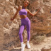 wholesale clothing vendor Nihaostyles solid color cross vest fitness legging trousers yoga set NSJYF67241