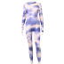 wholesale clothing vendor Nihaostyles print hit color round neck zipper yoga suit jumpsuit NSJYF67249