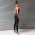 wholesale clothing vendor Nihaostyles solid color irregular slanted shoulder sleeveless straps open back tight-fitting casual straight-leg jumpsuit NSJYF67260
