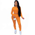 Solid Color Tight-Fitting Sexy Sports Long-Sleeved Casual 2 Piece Set NSCQ67289