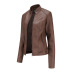 wholesale women s clothing Nihaostyles stand-up collar leather jacket NSNXH67385
