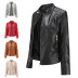 wholesale women s clothing Nihaostyles stand-up collar PU leather leather jacket  NSNXH67387