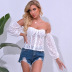 wholesale women s clothing Nihaostyles strapless lace wrap chest slim long-sleeved top NSYX67432