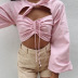 wholesale women s clothing Nihaostyles lace-up bow-knot hollow long-sleeved top  NSYX67433