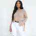 wholesale clothing vendor Nihaostyles Long Sleeve Sweater Round Neck Solid Color Slim Flare Sleeve Bandage Sweater NSYX67455