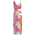 Hollow Print Suspender Dress NSRUI67464