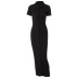 Single-Breasted Short Halter Lace-Up Mid-Length Dress NSHTL67493