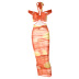 Printed Lace-Up Halter See-Through Slim Mid-Length Dress NSHTL67496