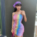 Drawstring Color Short Dress NSHTL67601