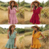V-neck solid color lace-up ruffled dress wholesale women s clothing Nihaostyles NSXIA67753