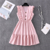 V-neck solid color lace-up ruffled dress wholesale women s clothing Nihaostyles NSXIA67753