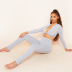 solid color round neck cardigan long-sleeved crop top trousers slim set wholesale women s clothing Nihaostyles NSMG67827