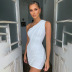 solid color one-shoulder sleeveless reverse wear ultra-short dress wholesale women s clothing Nihaostyles NSMG67835