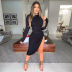 solid color round neck long sleeve irregular sexy split dress wholesale women s clothing Nihaostyles NSMG67837
