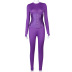 pure color waist seal front zipper casual jumpsuit set wholesale women s clothing Nihaostyles NSMG67847
