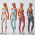 Hip-lifting knitted seamless yoga pants set nihaostyle clothing wholesale NSSYZ67850