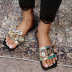 flat-bottomed square head flat-shaped three-metal ring sandals wholesale women s clothing Nihaostyles NSLAX67876