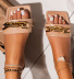 Plus Size Square Toe Flat Chain Sandals NSHYR67899