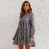 Plaid Print Round Neck Long Sleeve Short Dress wholesale women s clothing Nihaostyles NSXMI67972