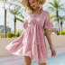 Plaid Backless Lace-Up Short Sleeve Dress NSJIM67995
