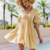 Plaid Backless Lace-Up Short Sleeve Dress NSJIM67995