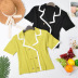 summer new double-breasted color matching sweater nihaostyle clothing wholesale NSYIC68026